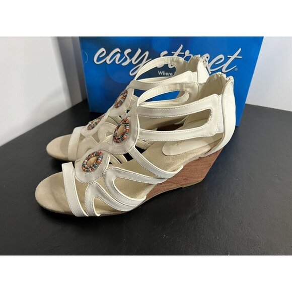 Easy Street Womens Unity Open Toe Casual Platform Sandals White Size 10M - Picture 8 of 16